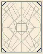 Navy Geometric Art Deco Outline Rug
