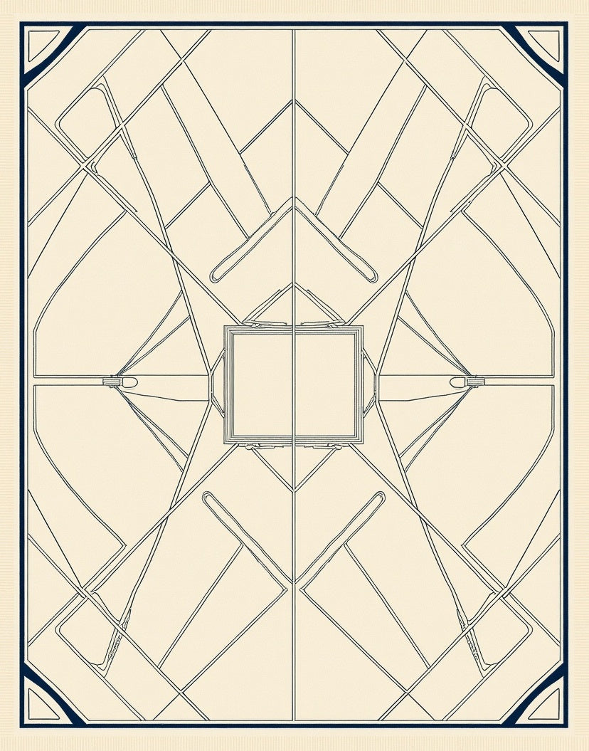 Navy Geometric Art Deco Outline Rug