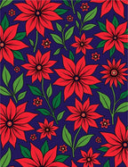 Bold Red Poinsettia Floral Navy Rug