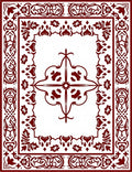 Deep Burgundy Ornamental Border Rug