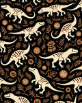 Beige Dinosaurs And Brown Foliage Rug