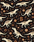 Beige Dinosaurs And Brown Foliage Rug