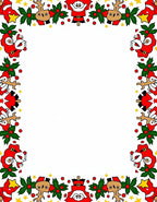 Cheerful Red Santa Reindeer Holly Border Rug