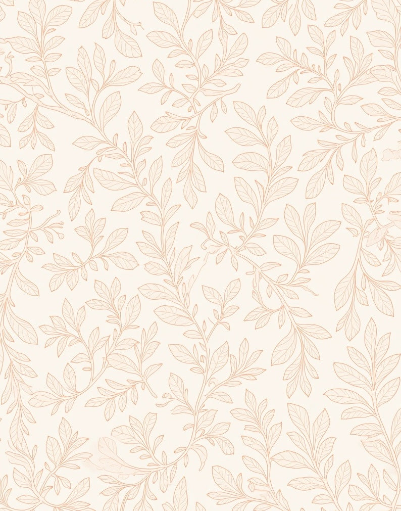 Pale Peach Botanical Garden Vines Rug