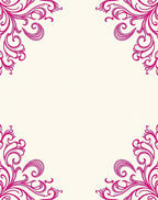 Elegant Pink Swirl Corner Accents Rug