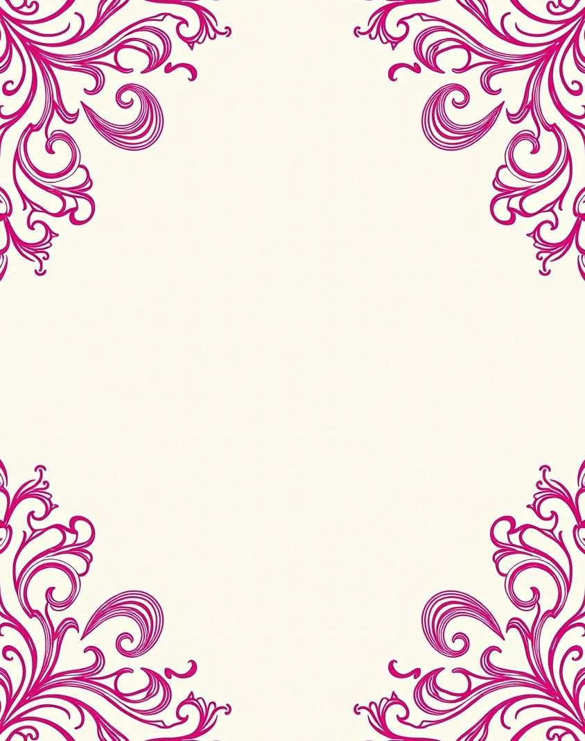 Elegant Pink Swirl Corner Accents Rug