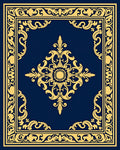 Royal Blue Golden Medallion Border Rug