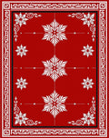 Crimson Floral Snowflake Medallion Border Rug