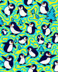 Whimsical Yellow Penguin Swirl Rug