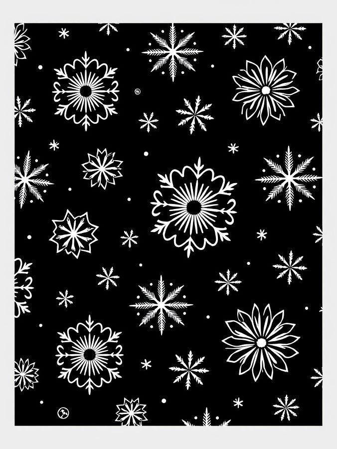 Black White Snowflake Winter Collage Rug