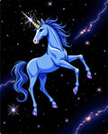 Cosmic Blue Unicorn Stars Lightning Rug