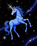 Cosmic Blue Unicorn Stars Lightning Rug