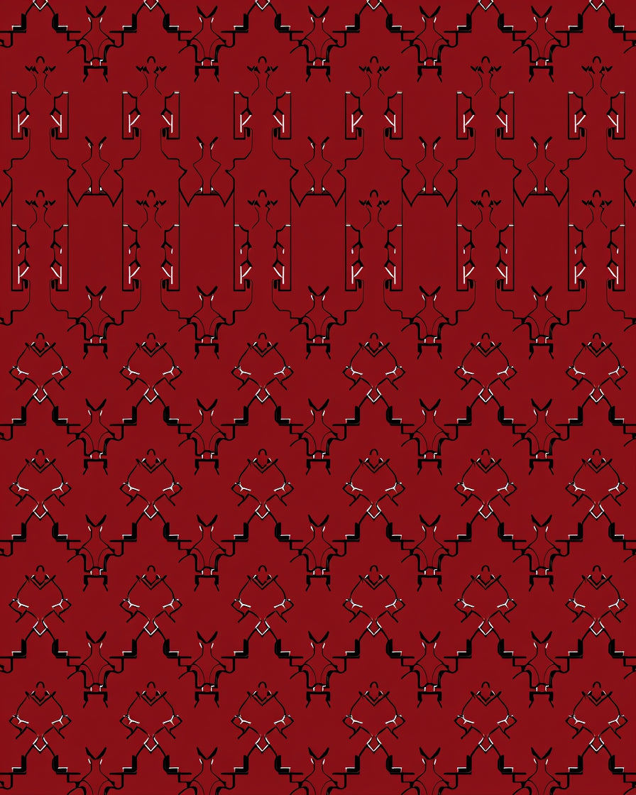 Crimson Abstract Tribal Diamond Rug