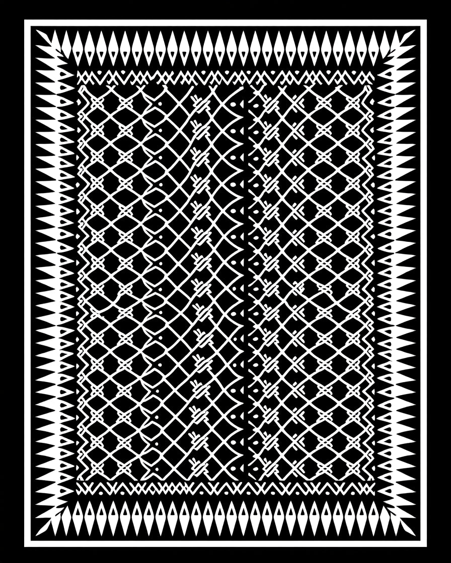 Monochromatic Intricate Lattice Border Rug
