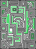 Abstract Maze Green Black Square Rug