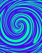 Bold Blue Neon Swirl Rug
