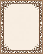 Brown Floral Bordered Ivory Cream Frame Rug