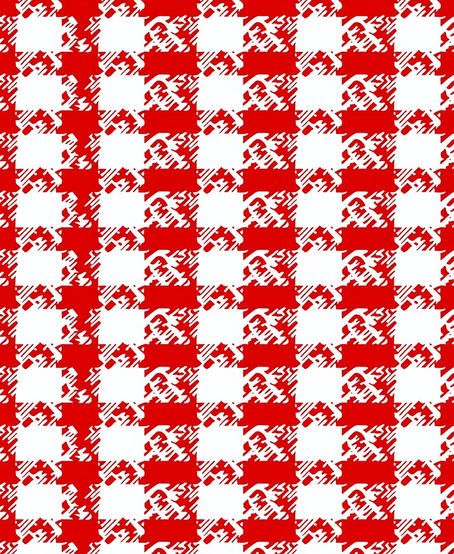 Bold Red White Gingham Texture Rug