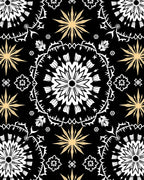 Black White Gold Starburst Medallion Rug