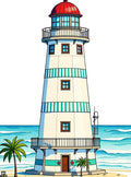 Coastal Lighthouse Beach Seaside Scene Rug