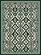Cream And Forest Green Medallion Rug