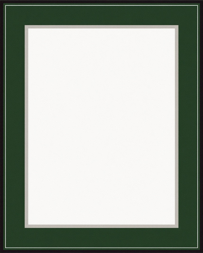 Forest Green Black Gray Border Rug