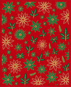 Red Floral Poinsettia Starburst Arrangement Rug