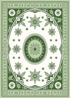 Emerald Green Floral Medallion Oval Rug