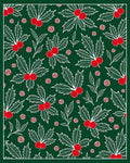 Festive Green Holly Berry Sprigs Rug