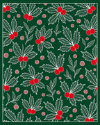 Festive Green Holly Berry Sprigs Rug