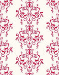 Crimson Rococo Scrollwork Ornament Rug