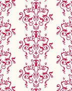 Crimson Rococo Scrollwork Ornament Rug