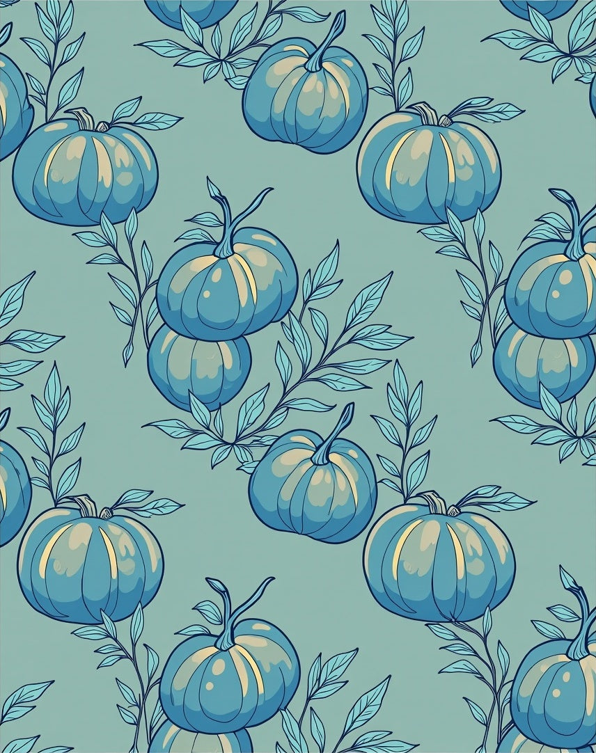 Serene Blue Pumpkin Vine Repeat Rug