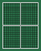 Green and White Quad Grid Rug