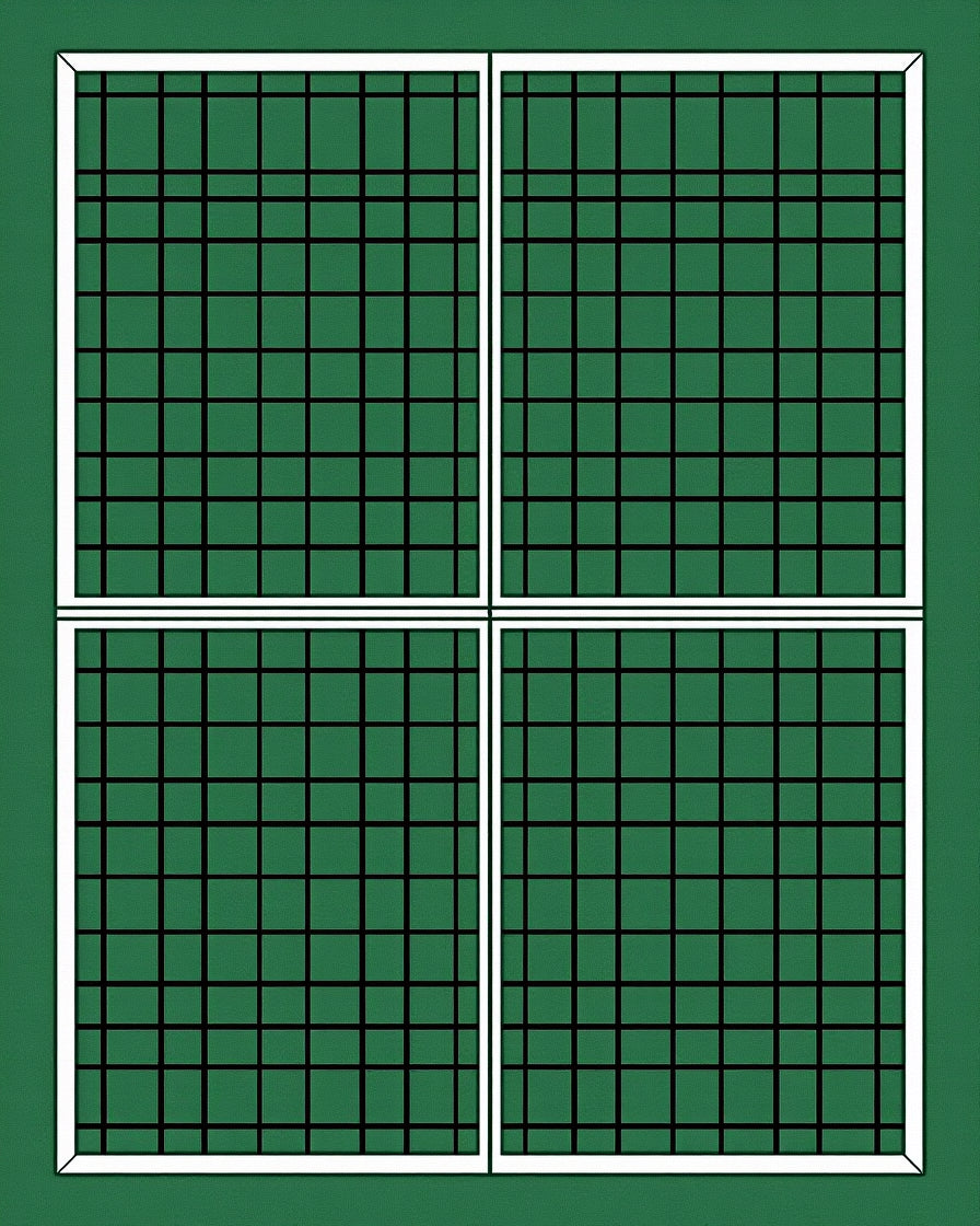 Green and White Quad Grid Rug
