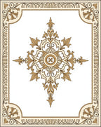 Ornate Gold Scrollwork Centerpiece Frame Rug