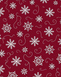 Crimson White Snowflake Swirl Rug