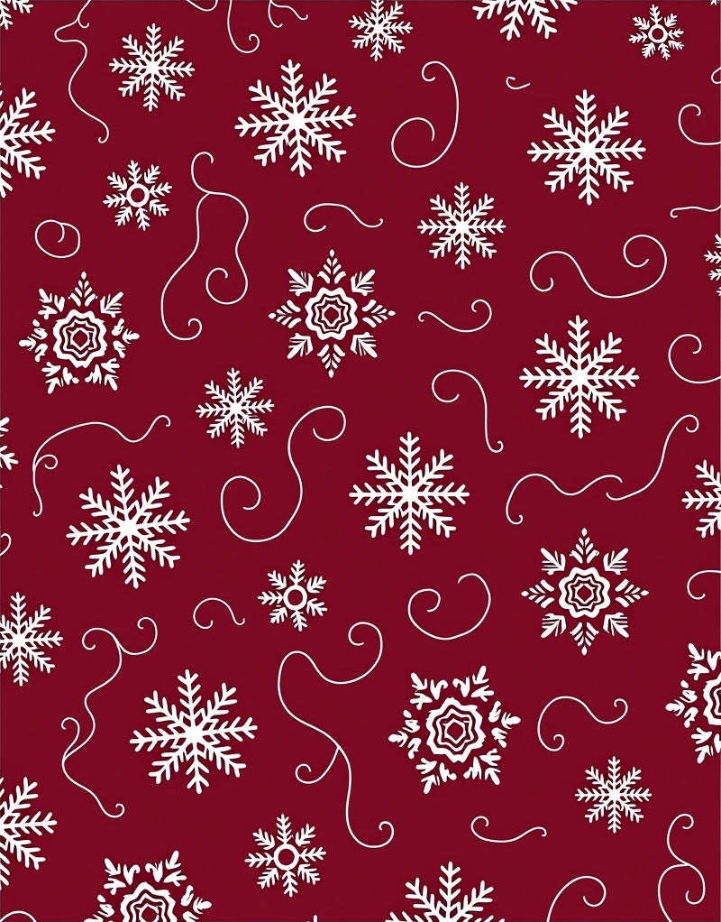 Crimson White Snowflake Swirl Rug