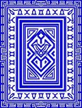 Bold Blue Geometric Tribal Medallion Rug