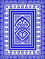 Bold Blue Geometric Tribal Medallion Rug