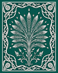 Emerald Green White Foliage Frame Rug