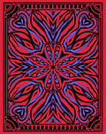 Vibrant Red Purple Abstract Radial Art Rug