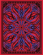 Vibrant Red Purple Abstract Radial Art Rug