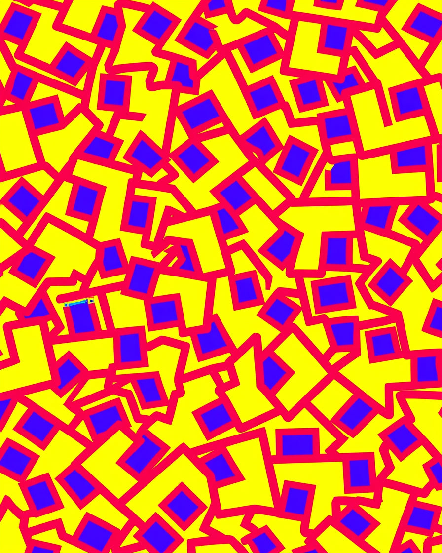 Yellow Red Blue Geometric Jumble Rug