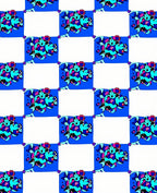 Abstract Blue Floral Checkered Rug