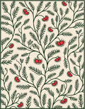 Crimson Floral Fern Branch Rug