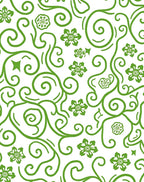 Whimsical Green Floral Swirl Rug