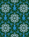 Emerald Blue Floral Medallion Mandala Rug