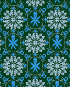 Emerald Blue Floral Medallion Mandala Rug
