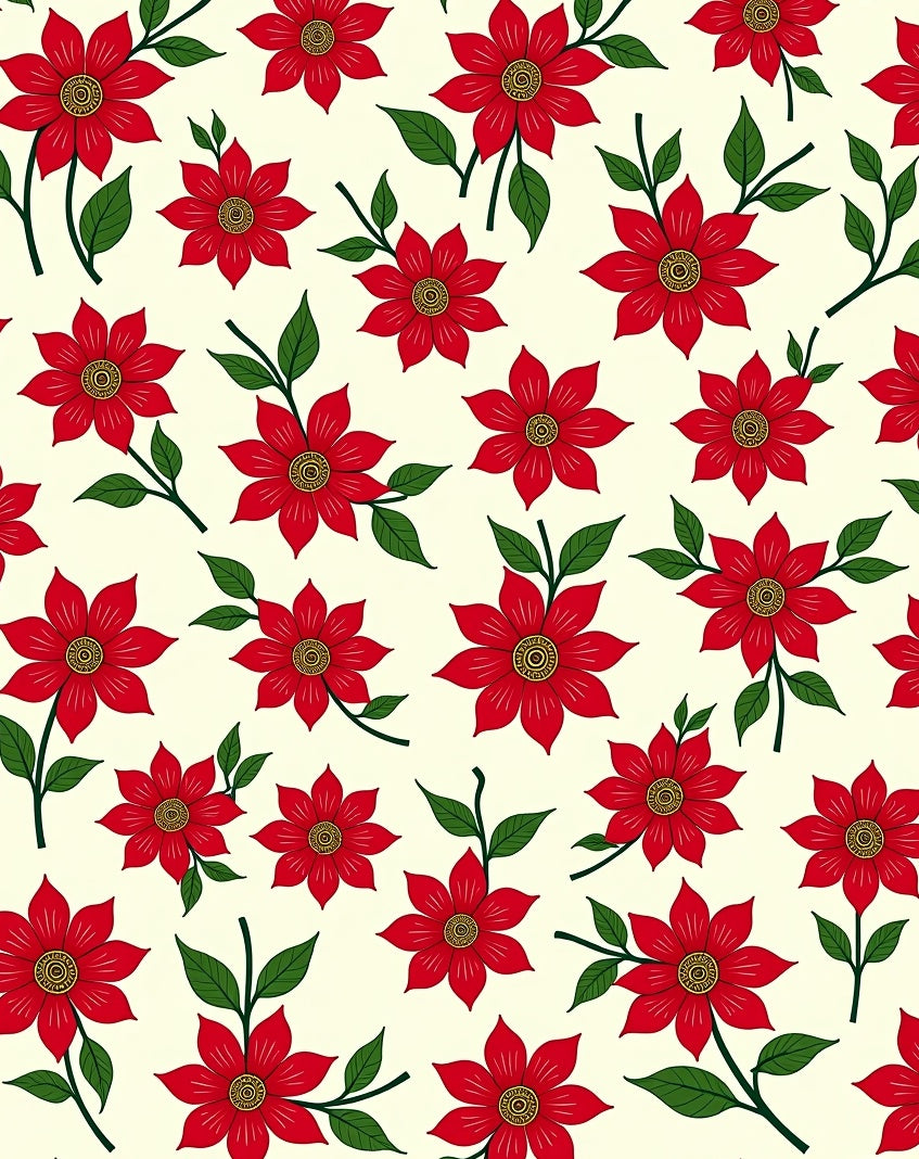 Red Floral Garden Composition Rug